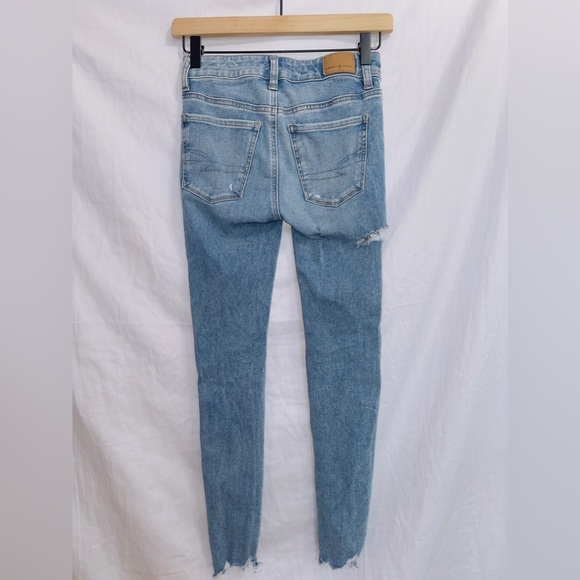 American Eagle The Dream Jean Mid Rise Distressed Frayed Hem Jegging Jeans - Picture 7 of 7